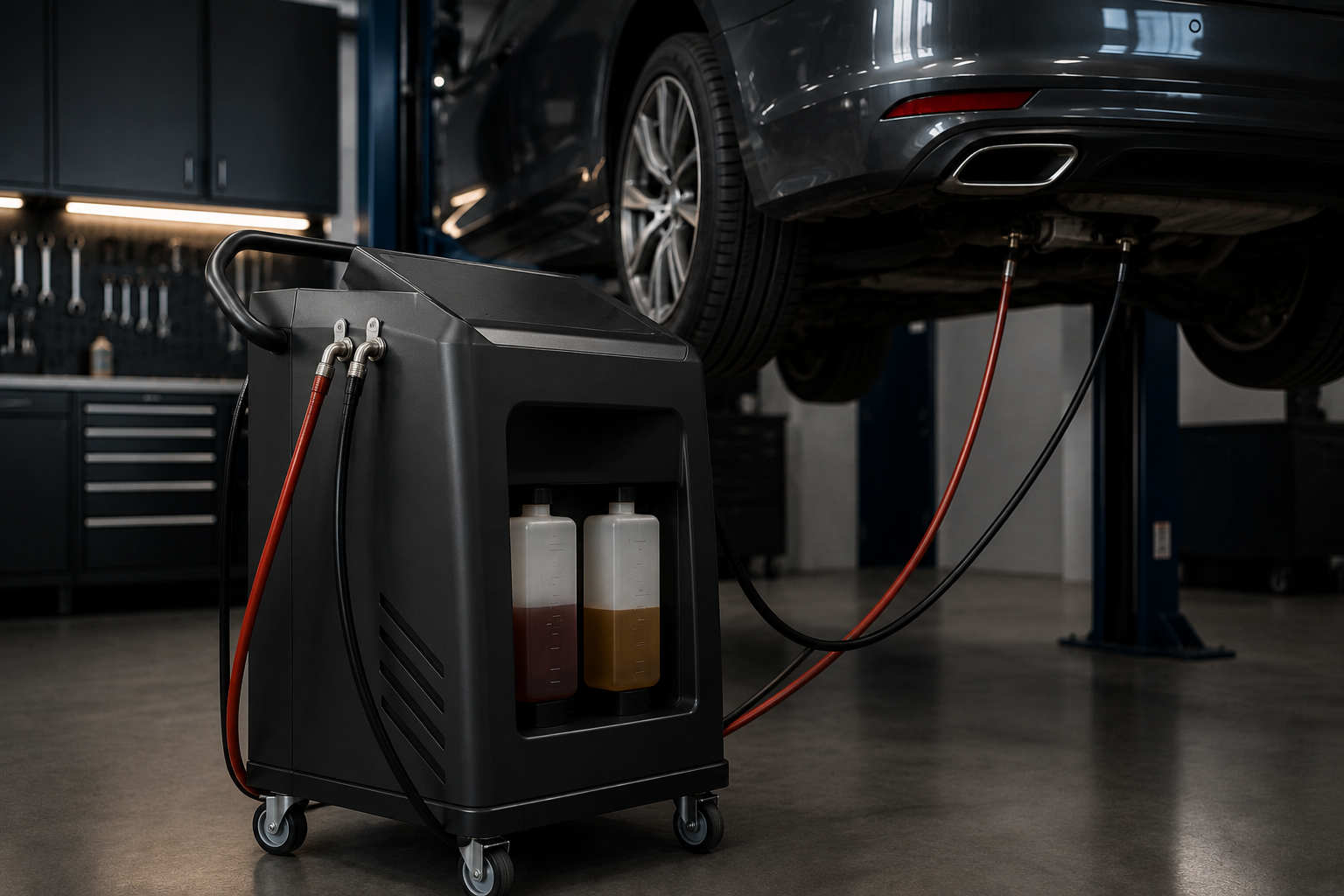 Machine MOTUL EVO utilisée par T.C.M AUTO pour l'entretien des boîtes automatiques